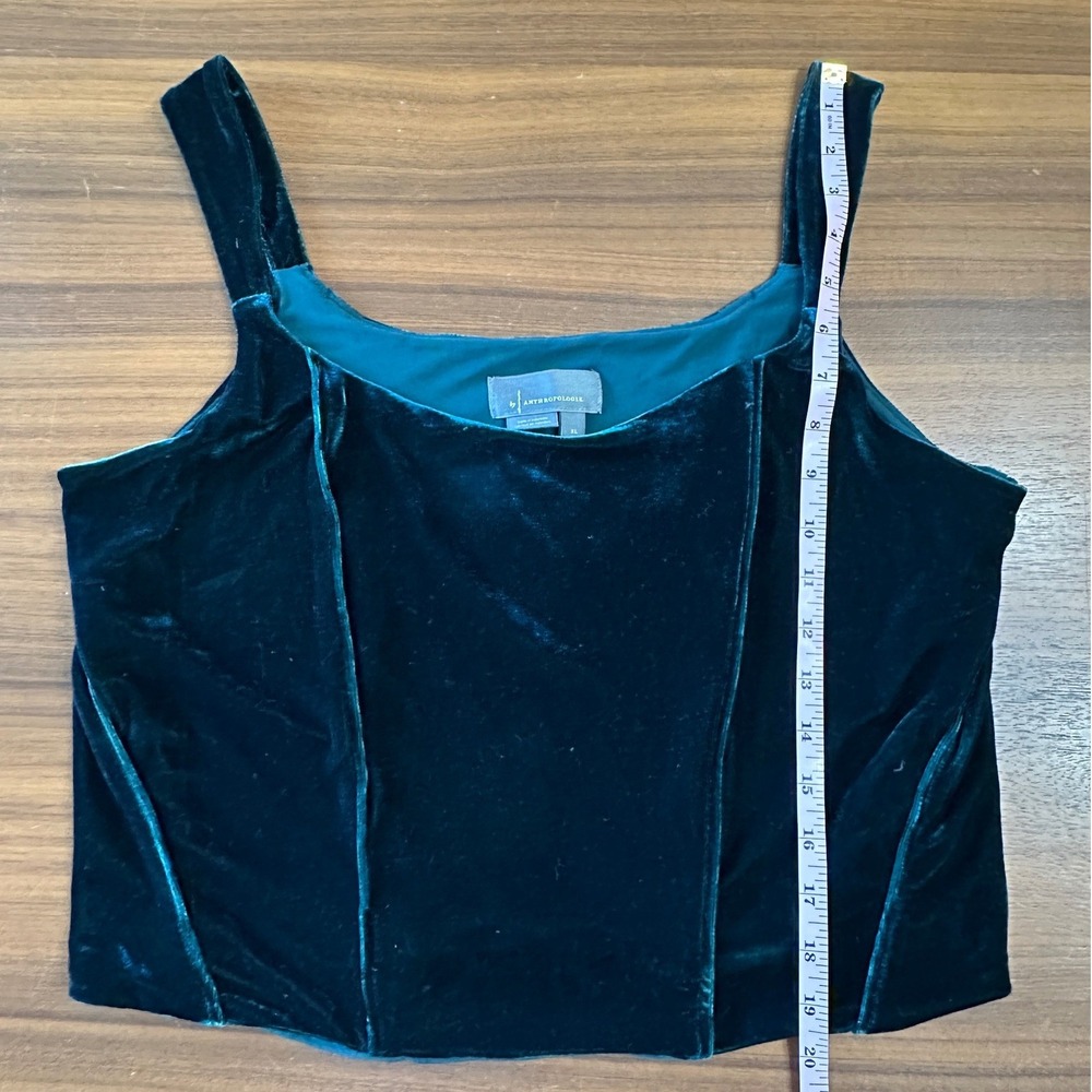 Anthropologie Green Velvet Corset Top XL Stretch Castle Renfair Festival Goth - Picture 4 of 8